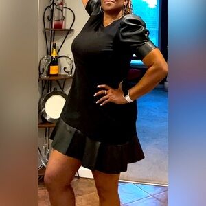 Michael Kors Women's Black Mixed Media Ruffle Dress